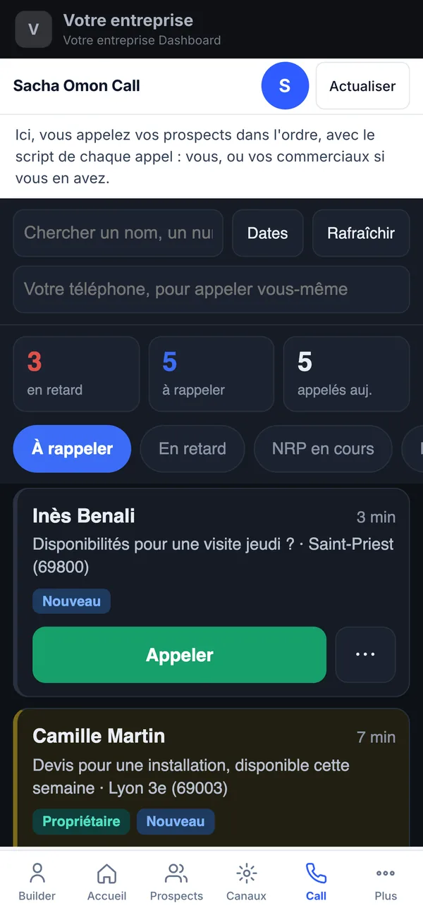 Sacha Omon Call, sur téléphone